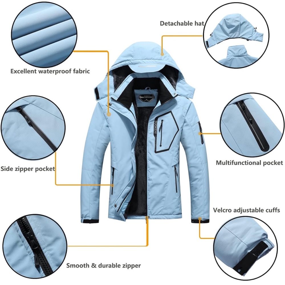 NWT SUOKENI Women's Waterproof Winter Snow Coat/Hooded Raincoat/Ski Snowboarding